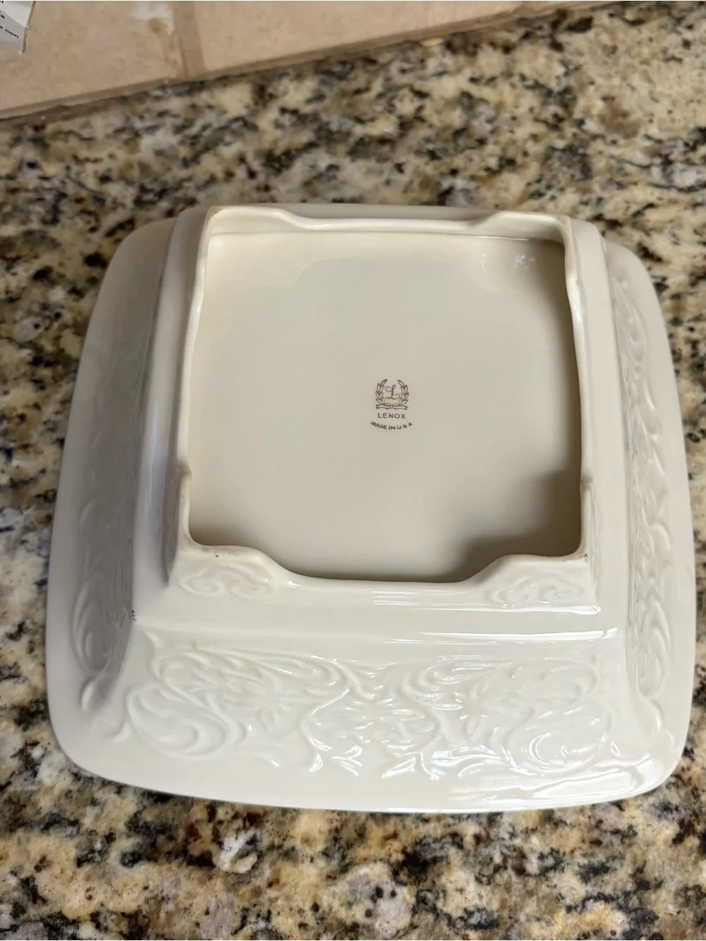 Lenox Cream Ceramic Footed Vanity Tray with Gold Rim